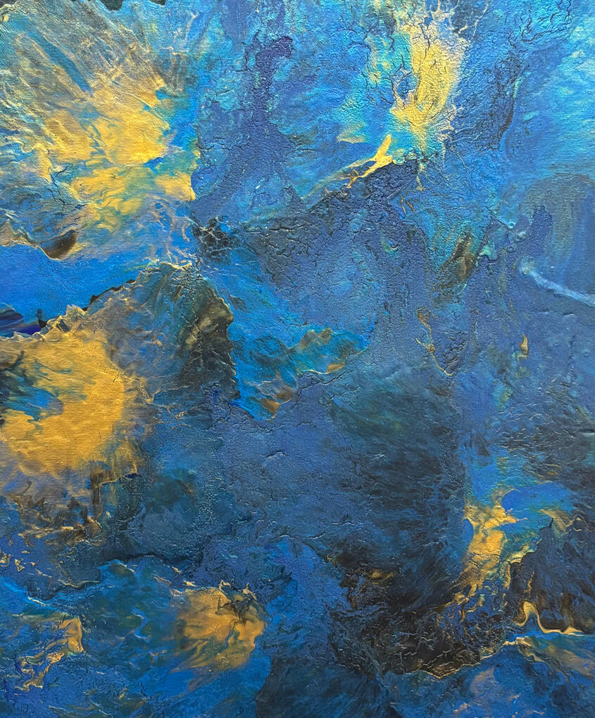 Peace, Love and Prosperity Blue and Gold 16x20
